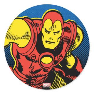 Iron Man Retro Flying Classic Round Sticker