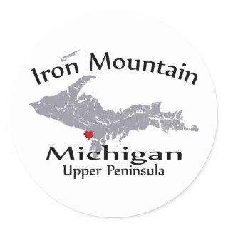 Iron Mountain Michigan Heart Map Design Sticker