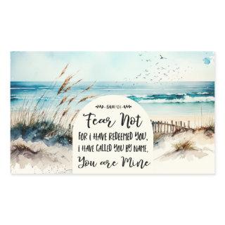 Isaiah 43:1 Fear not for I have redeemed you Ocean Rectangular Sticker