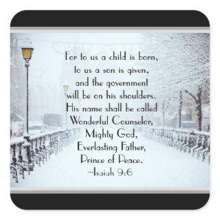 Isaiah 9:6 For to us a Child is Born, Christmas Square Sticker