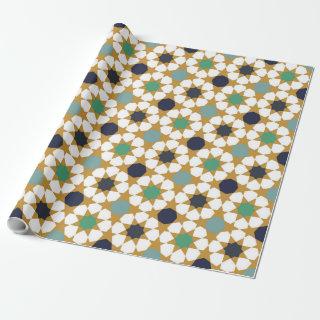 Islamic Geometric Blue Gold Motif Pattern