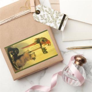 Islay, Tilco, a Macaw and Love Birds by Landseer Rectangular Sticker
