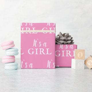It`s a Girl Pink Typography Baby Shower Party