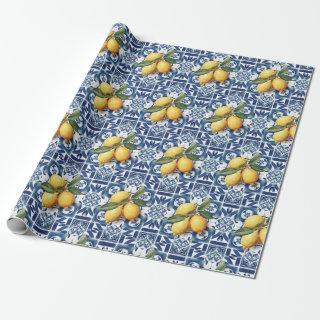 Italian Amalfi blue white tiles lemons