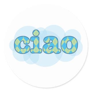 italian ciao with argyle classic round sticker