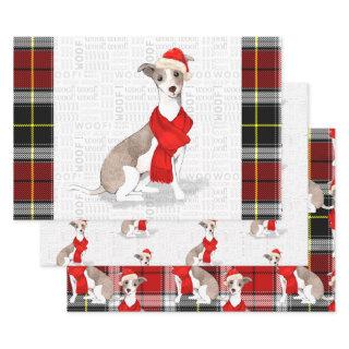 Italian Greyhound Christmas Dog Plaid  Sheets