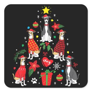 Italian Greyhound Christmas Ornament Tree Dog Mom Square Sticker
