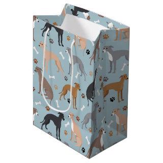 Italian Greyhound Dog Bones and Paws Medium Gift B Medium Gift Bag