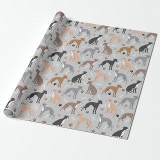 Italian Greyhound Dog Bones and Paws Wrapping Pape