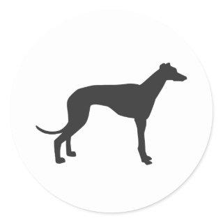 Italian Greyhound silhouette in black Classic Round Sticker