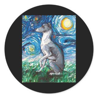 Italian Greyhound Starry Night Whippet Dog Art Classic Round Sticker