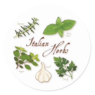 Italian Herbs Round Stickers