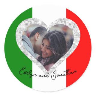 Italian Love Flag of Italy Heart Classic Round Sticker