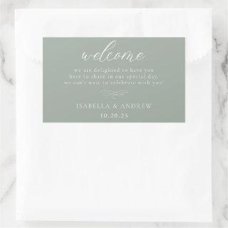 Italian Solid Sage Green Welcome Wedding   Rectangular Sticker