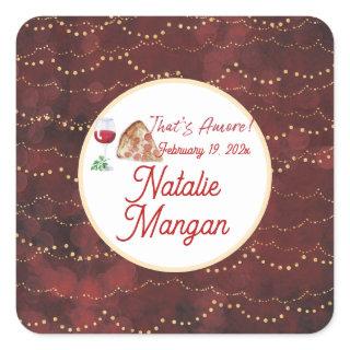 Italian Style Amore Bridal Shower Square Sticker