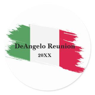 Italian Surname Name Custom Flag Colors Reunion Classic Round Sticker
