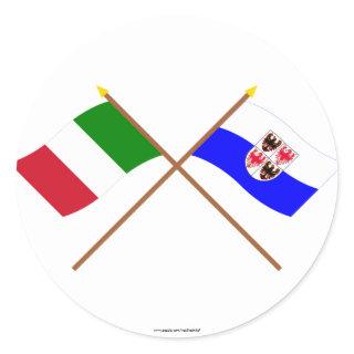 Italy and Trentino-Alto Adige crossed flags Classic Round Sticker