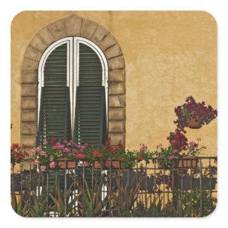 Italy, Tuscany, Lucca. Balcony decorated with Square Sticker