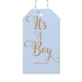It's A Boy Baby Shower Blue & Gold Custom Favor Gift Tags