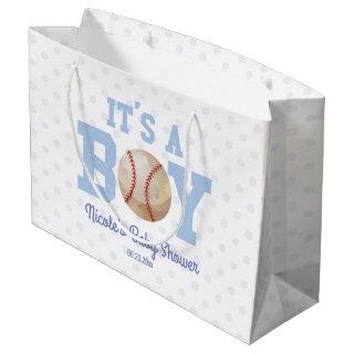 It's A Boy! Blue Baseball Baby Shower Large Gift Bag