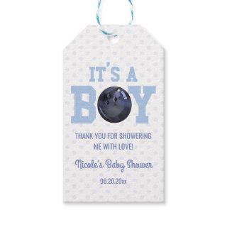 It's A Boy! Blue Bowling Ball Baby Shower Gift Tags