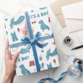 Its a boy. Cute blue funny animals toy baby shower