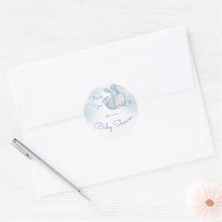 It's a boy elephant baby boy shower blue classic round sticker