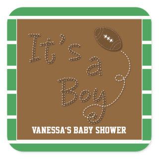 IT'S A BOY Football Baby Shower Party Sticker
