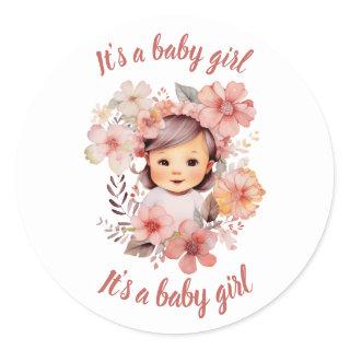 It's a girl baby announcement sticker