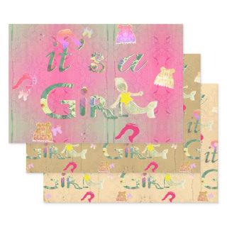 "It's a Girl" Baby Clothes Illustration  Sheets
