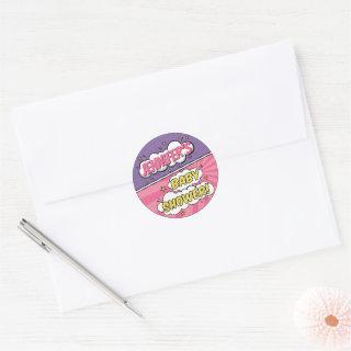 Its A Girl Comic Book Superhero Baby Shower Classic Round Sticker