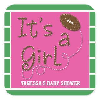 IT'S A GIRL Football Baby Shower Party Sticker