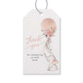 It's a Girl Simple Elephant & Balloon Baby Shower  Gift Tags