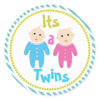 its a twins Baby Shower Sticker