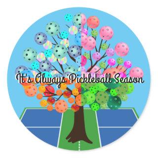 It's Always Pickleball Season - Four Seasons Tree  Classic Round Sticker