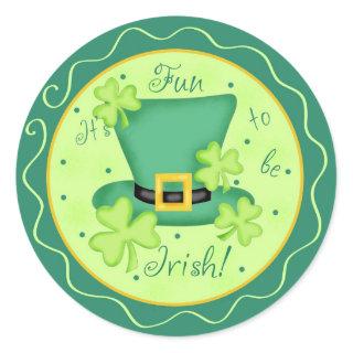 Its Fun to Be Irish Shamrock Top Hat St. Patrick's Classic Round Sticker
