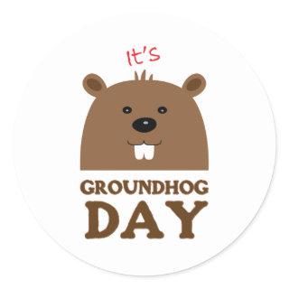 It's Groundhog Day Classic Round Sticker