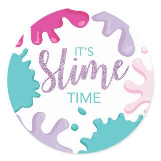 It's Slime Time Birthday Pink Slime Stickers