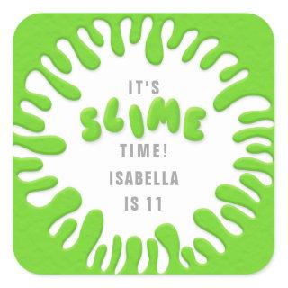 Its slime time neon green birthday party stickers