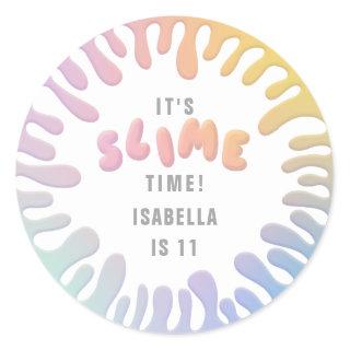 Its slime time rainbow birthday party stickers