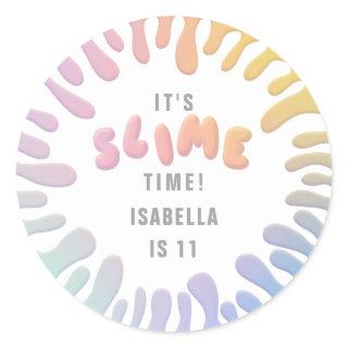 Its slime time rainbow birthday party stickers