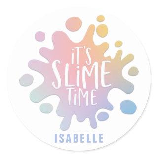 its slime time rainbow splat birthday party classic round sticker