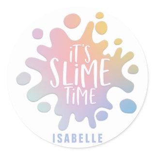 its slime time rainbow splat birthday party classic round sticker