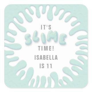 Its slime time turquoise  birthday party stickers