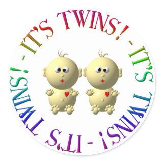 It's twins! classic round sticker
