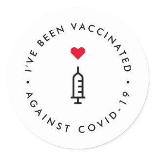 I've been Vaccinated | Covid-19 Heart Needle Classic Round Sticker