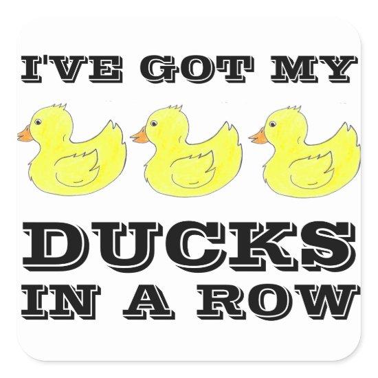 I've Got My Ducks in a Row Rubber Ducky Stickers