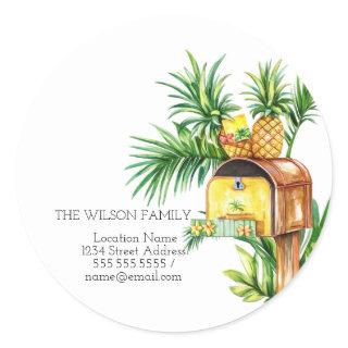 I've Moved,Mailbox Pineapple New Address Classic Round Sticker