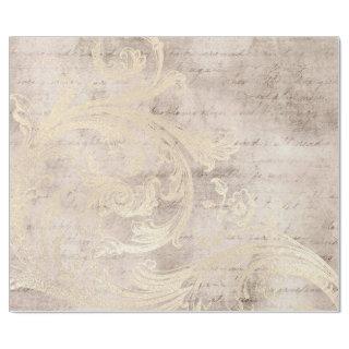 Ivory and Gold Grunge Damask Calligraphy