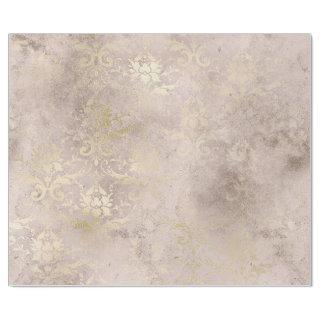 Ivory and Gold Grunge Distressed Damask